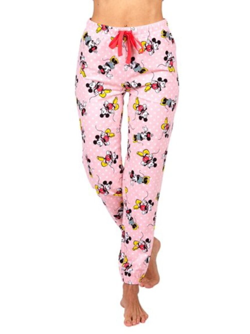 Disney Mickey Minnie Mouse Polka Dot Pajama Pants Pink Large NWT - Picture 2 of 10
